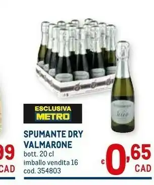 Metro Spumante dry valmarone offerta