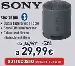 Unieuro SONY SRS-XB100 offerta