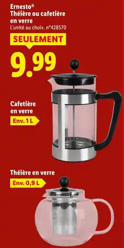 Lidl Ernesto Théière ou cafetière en verre offerta