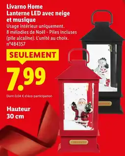 Lidl Livarno Home Lanterne LED avec neige et musique offerta