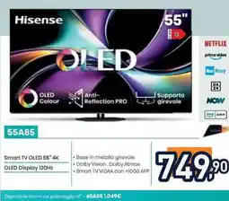 Unieuro Hisense 55A85 Smart TV OLED 55" 4K offerta