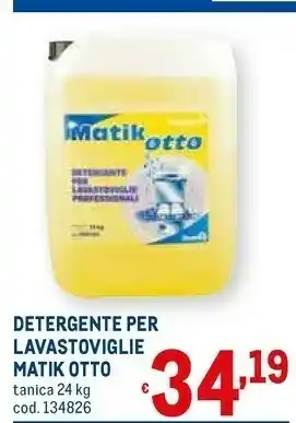 Metro Matik otto detergente per lavastoviglie 24 kg offerta