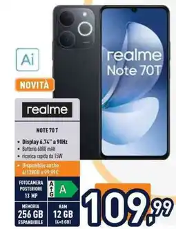 Unieuro realme NOTE 70 T offerta
