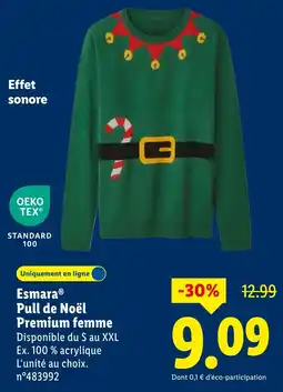 Lidl OEKO TEX Esmara Pull de Noël Premium femme offerta
