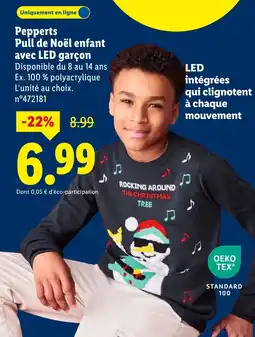 Lidl Pepperts Pull de Noël enfant avec LED garçon offerta