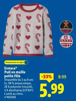 Lidl Esmara Pull en maille petite fille offerta