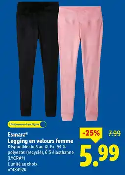 Lidl Esmara Legging en velours femme offerta