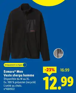 Lidl Esmara Men Veste sherpa homme offerta