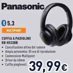 Unieuro Panasonic CUFFIA A PADIGLINE RB-HX330B offerta