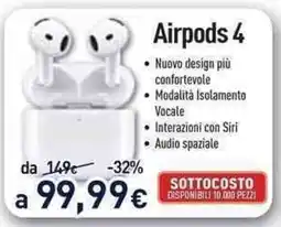 Unieuro Airpods 4 offerta