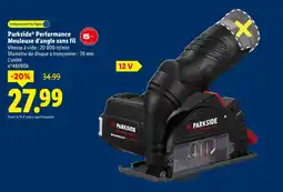 Lidl Parkside Performance Meuleuse d'angle sans fil offerta