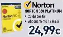 Unieuro Norton 360 platinum offerta