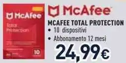 Unieuro Mcafee total protection offerta