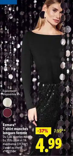Lidl Esmara T-shirt manches longues femme offerta