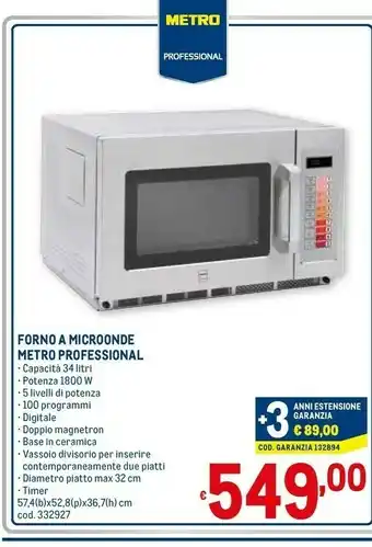 Metro Metro professional forno a microonde 34 l offerta