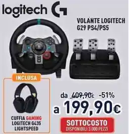 Unieuro VOLANTE LOGITECH G29 PS4/PS5 offerta