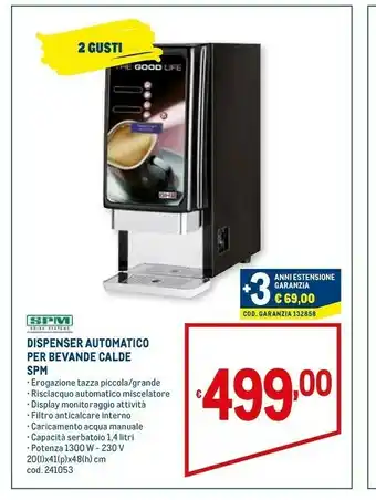 Metro Dispenser automatico per bevande calde offerta