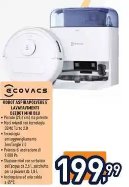 Unieuro Ecovacs robot aspirapolvere e lavapavimenti deebot mini blu offerta