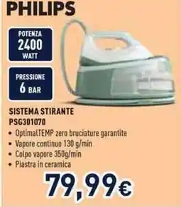 Unieuro PHILIPS SISTEMA STIRANTE PSG301070 offerta
