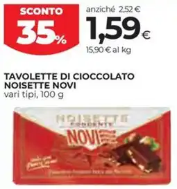 Coop Tavolette di cioccolato noisette NOVI offerta
