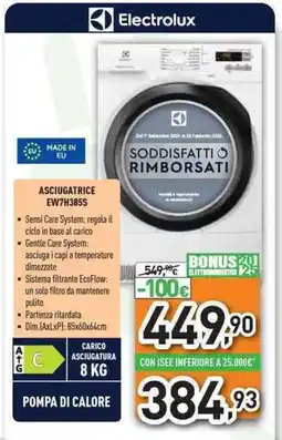Unieuro Electrolux ASCIUGATRICE EW7H385S offerta