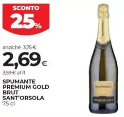 Coop Spumante premium gold brut SANT'ORSOLA offerta