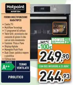 Unieuro Hotpoint ARISTON FORNO MULTIFUNZIONE HA0478PZX offerta