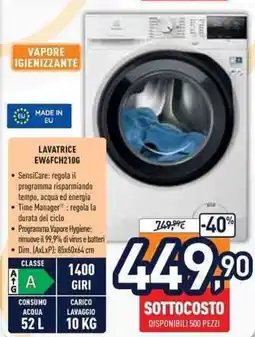 Unieuro Electrolux LAVATRICE EW6FCH210G offerta