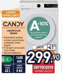 Unieuro CANDY LAVATRICE SLIM GD4856S offerta