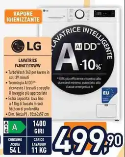 Unieuro LG LAVATRICE F4R5011TSWW offerta
