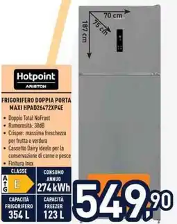 Unieuro Hotpoint ARISTON FRIGORIFERO DOPPIA PORTA MAXI HPAD26472XP4E offerta