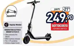 Unieuro Segway-Ninebot MONOPATTINO ELETTRICO NINEBOT E2 PLUS E Il offerta