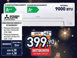 Unieuro MITSUBISHI ELECTRIC CONDIZIONATORE MONOSPLIT KIT MSZHR25VFF offerta