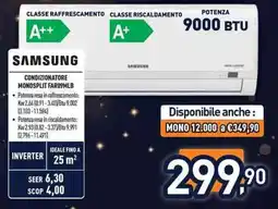 Unieuro SAMSUNG CONDIZIONATORE MONOSPLIT FAR09MLB offerta