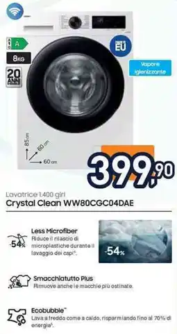 Unieuro SAMSUNG Crystal Clean WW80CGC04DAE offerta