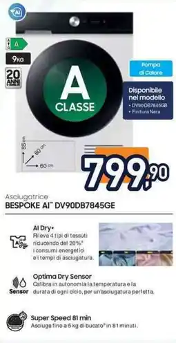 Unieuro SAMSUNG BESPOKE AI DV90DB7845GE offerta