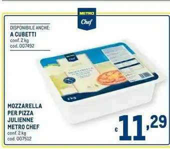 Metro Mozzarella per pizza julienne offerta