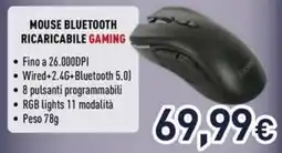 Unieuro Ioplee mouse bluetooth ricaricabile gaming offerta