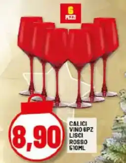 Risparmio Casa Calici vino 6pz lisci rosso offerta