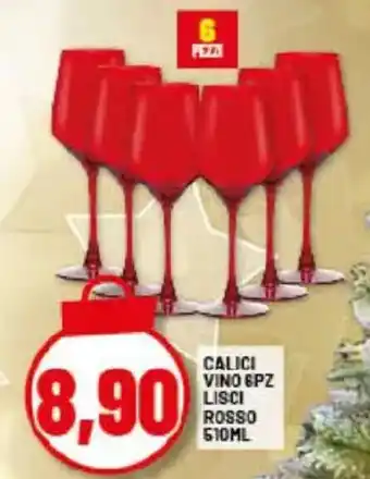 Calici vino 6pz lisci rosso