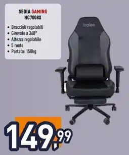 Unieuro ioplee SEDIA GAMING HC7008X offerta