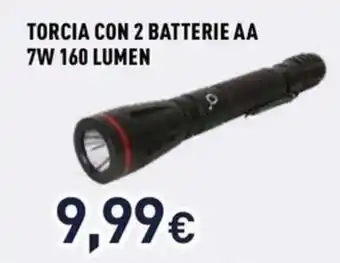 Unieuro Ioplee torcia con 2 batterie AA 7W 160 lumen offerta
