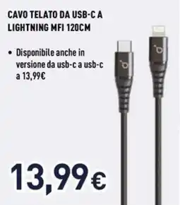 Unieuro Ioplee cavo telato da usb-c a lightning mfi 120cm offerta