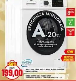 Risparmio Casa LAVATRICE DAYA 8KG CLASSE A-20% 1200 GIRI DSW81225M15A offerta