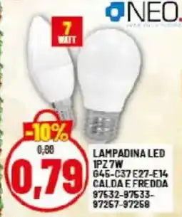 Risparmio Casa LAMPADINA LED 1PZ7W 645-C37 E27-E14 CALDA E FREDDA offerta