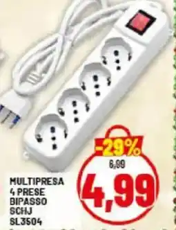 Risparmio Casa MULTIPRESA 4 PRESE BIPASSO SCHJ SL3504 offerta