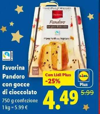 Lidl Favorina Pandoro con gocce di cioccolato offerta
