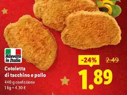 Lidl Cotoletta di tacchino e pollo offerta
