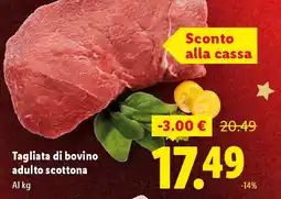 Lidl Tagliata di bovino adulto scottona offerta