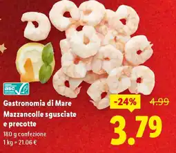 Lidl Gastronomia di Mare Mazzancolle sgusciate e precotte offerta